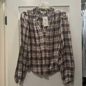 NWT Evereve Plaid Blouse